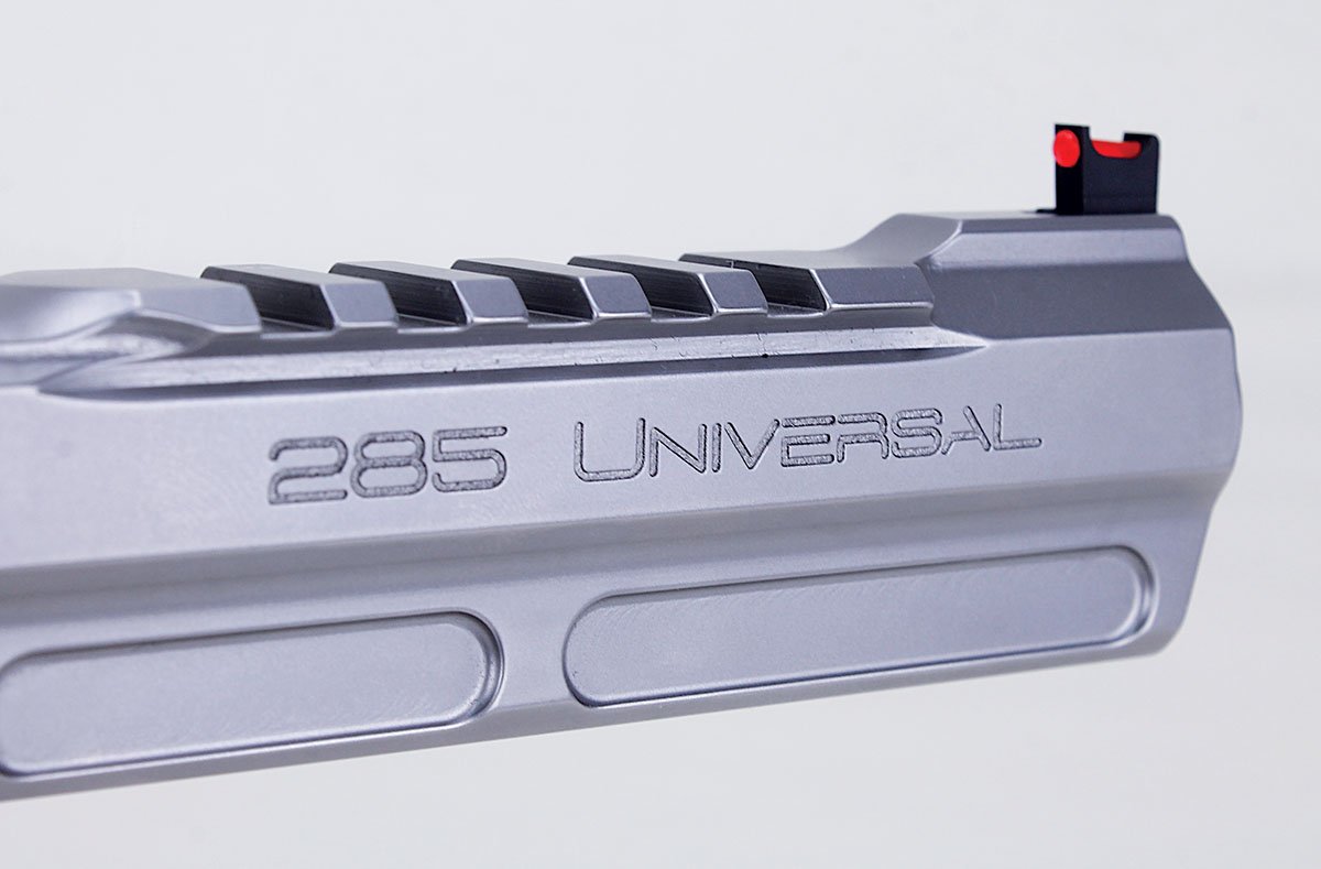 A Picatinny rail integral to the barrel shroud permits no-hassle optic mounting.